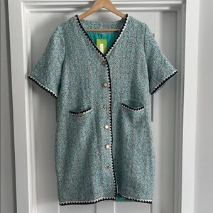 Chic Tweed Short Sleeve Dress - 140